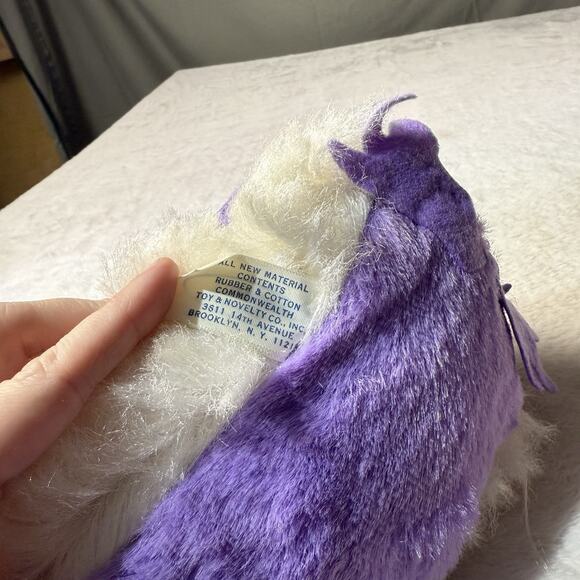 Vtg Commonwealth Toys Musical Wind Up Plush Goose Swan Purple White Works 50s - Picture 4 of 4